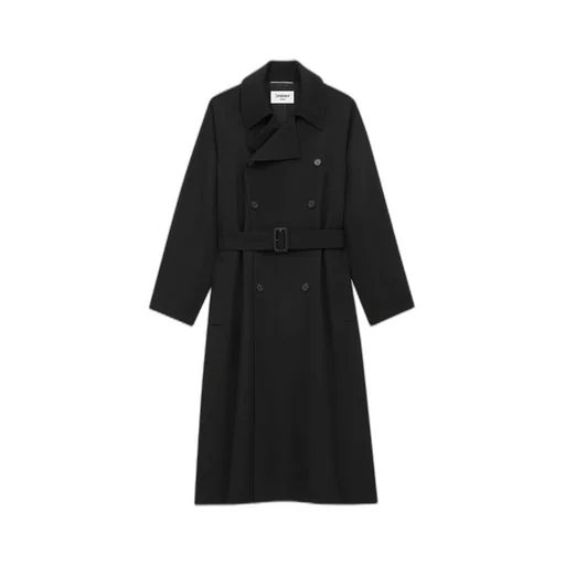 Saint Laurent Double-Breasted Belted Long Coat