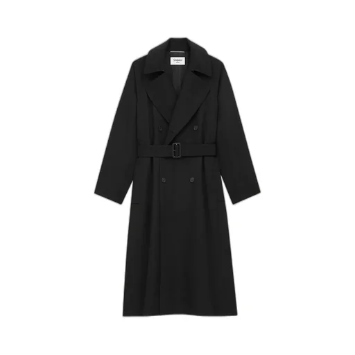 Saint Laurent Double-Breasted Belted Long Coat