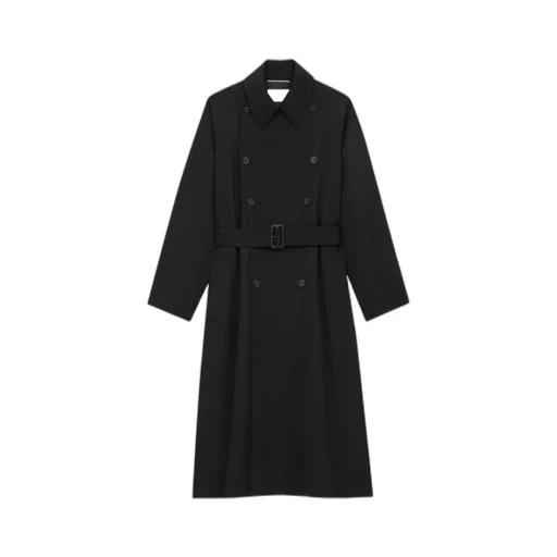 Saint Laurent Double-Breasted Belted Long Coat