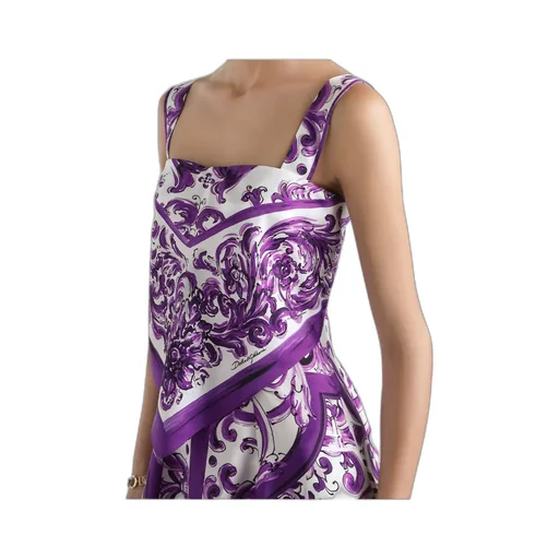 Majolica-Print Midi Dress