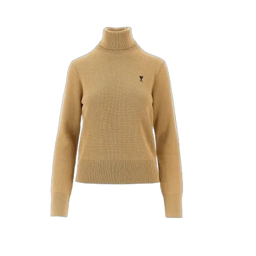 Ami Paris Logo Embroidered High Neck Jumper
