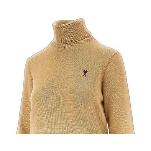 Ami Paris Logo Embroidered High Neck Jumper