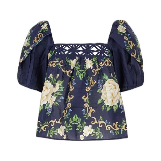Floral-Patterned Decorative Blouse