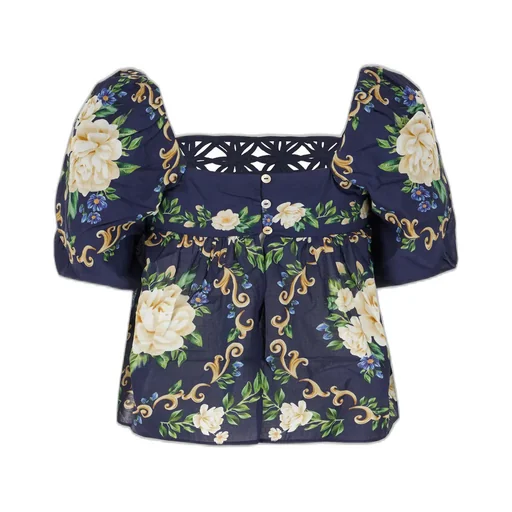 Floral-Patterned Decorative Blouse