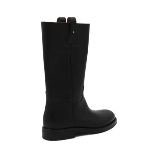 Hammered Leather Round-Toe Boots
