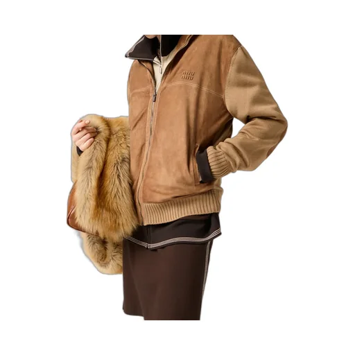Miu Miu Knitted-Sleeved Bomber Jacket