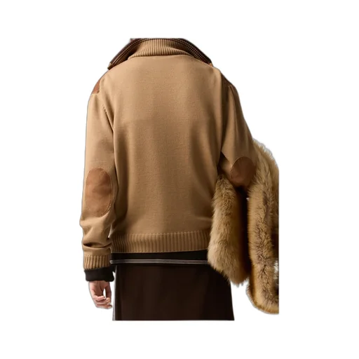 Miu Miu Knitted-Sleeved Bomber Jacket