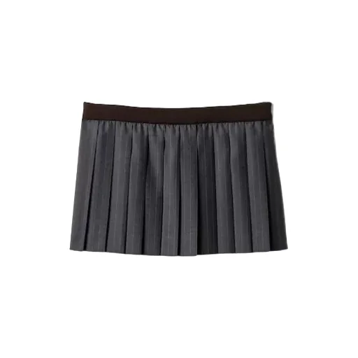 Pleated Pinstripe Miniskirt