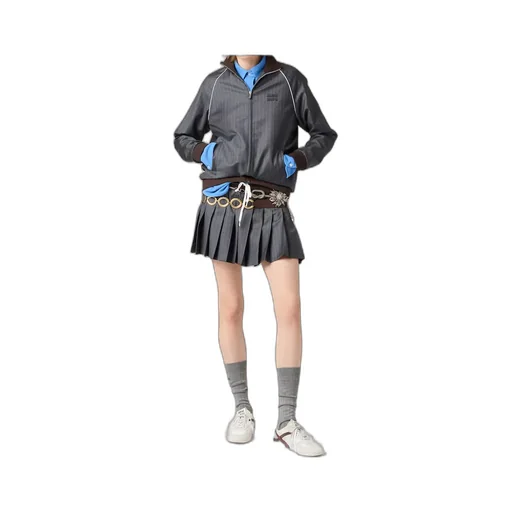 Pleated Pinstripe Miniskirt