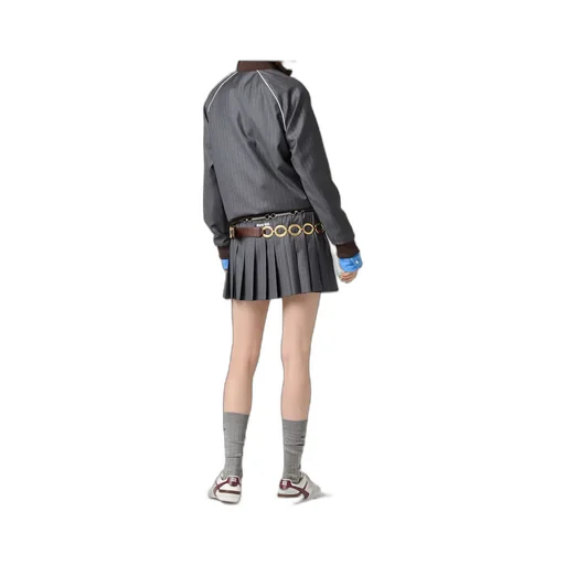Pleated Pinstripe Miniskirt