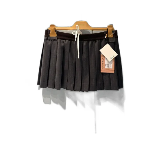 Pleated Pinstripe Miniskirt