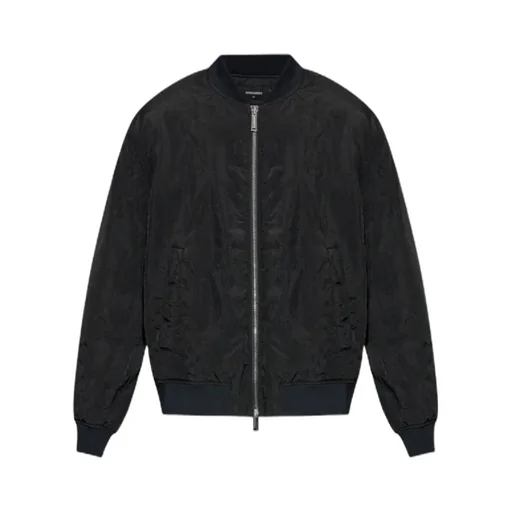 Ribbed-Hem Bomber Jacket