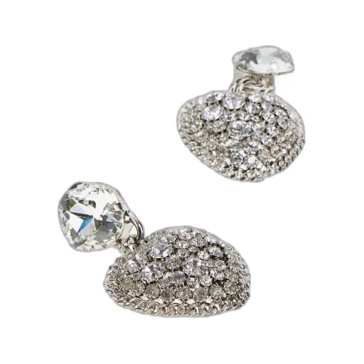 Embellished Metal Heart Earrings