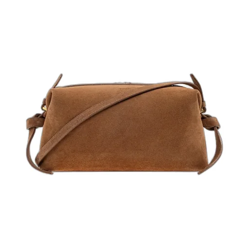 Brioche Knotted Suede Shoulder Bag