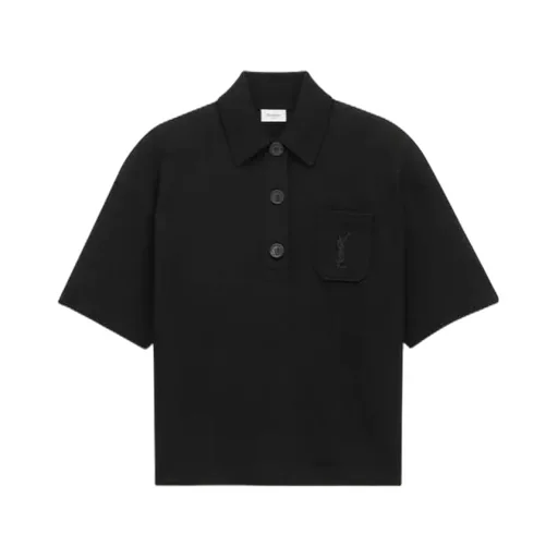 Saint Laurent Cassandre Logo Embroidered Polo Shirt