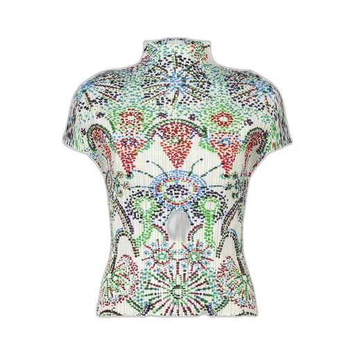 Stand Collar Printed Blouse