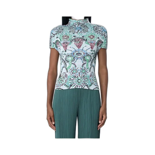 Stand Collar Printed Blouse
