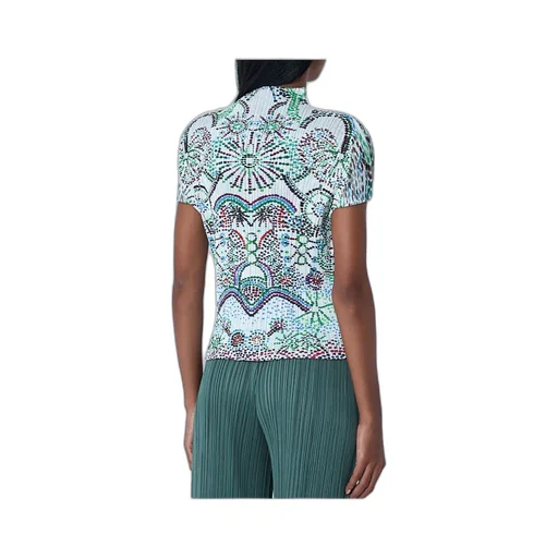 Stand Collar Printed Blouse