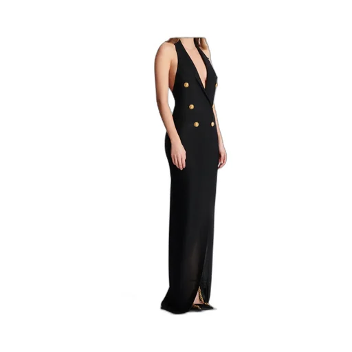 Balmain Long Halterneck Knit Dres