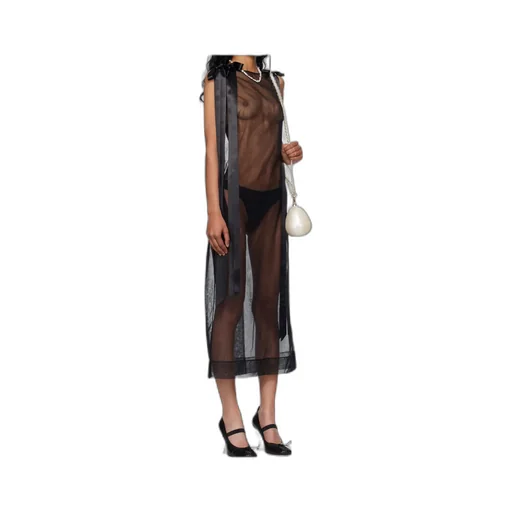 Sheer Bow Ribbon Tail Dress