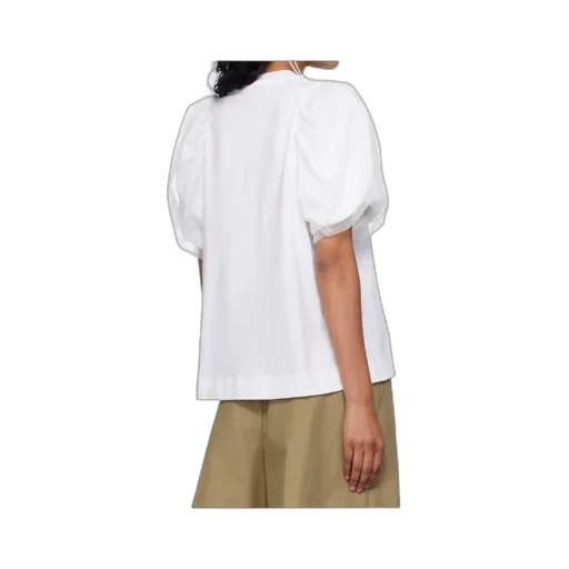 Simone Rocha Pearl-Embellished Puff Sleeve Top