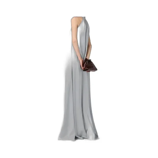 Ball-Chain Halterneck Satin Maxi Dress