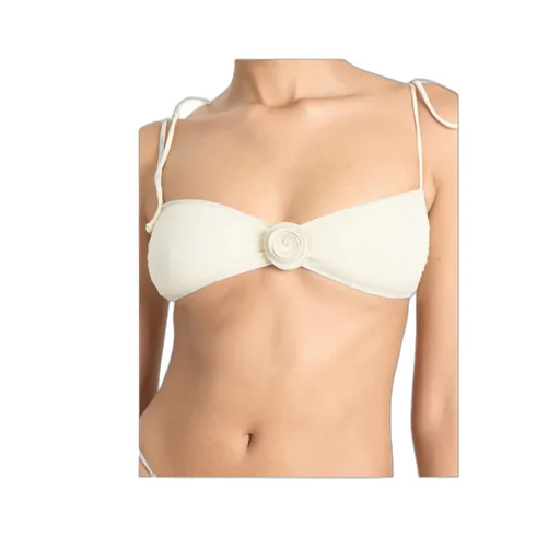 Rose-Detail Bandeau Bikini Top