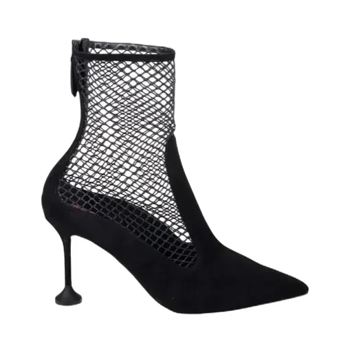 85Mm Mesh-Insert Suede Pumps