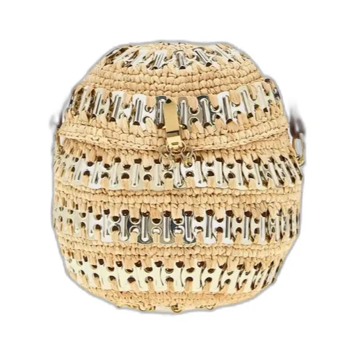 1969 Metal-Disc Raffia Ball Handbag