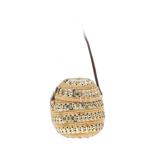 1969 Metal-Disc Raffia Ball Handbag