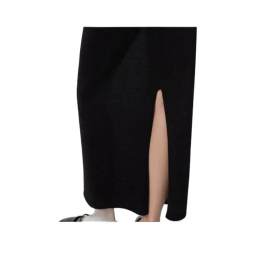 Metallic-Detail Slit Skirt