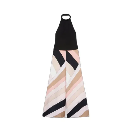 Halter Neck Geometric-Print Jumpsuit