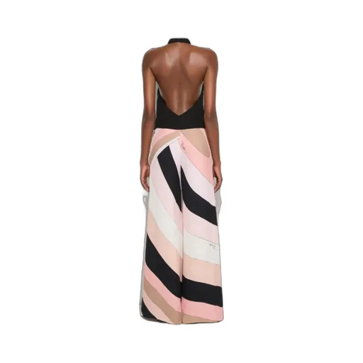 Halter Neck Geometric-Print Jumpsuit