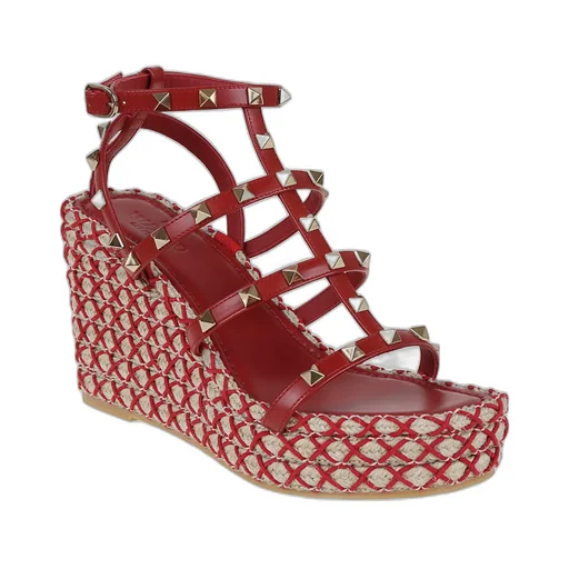 95Mm Studded Cage Heeled Espadrilles