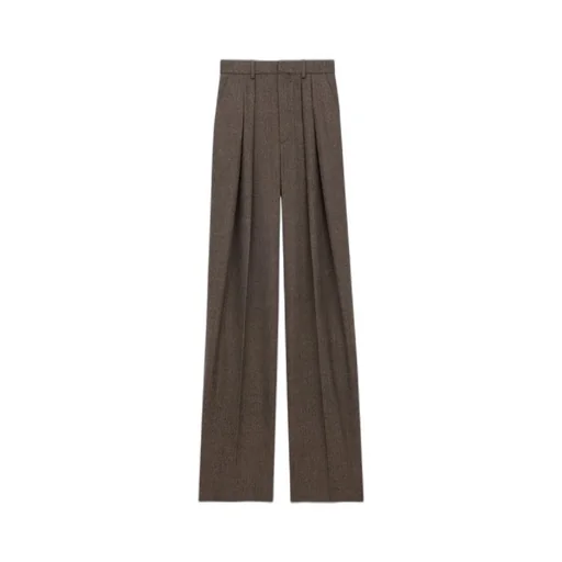 Wide-Leg Pants In Herringbone Wool
