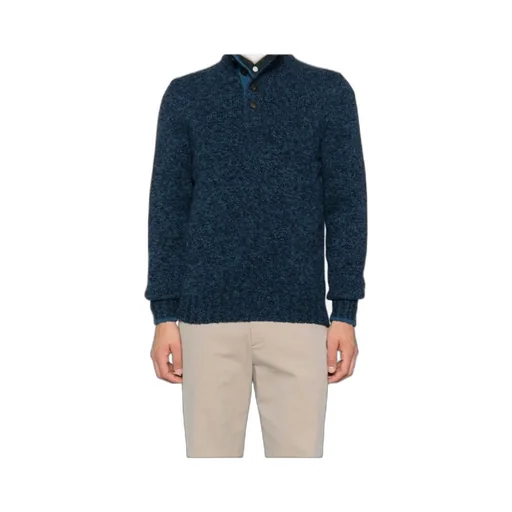 Mock-Neck Button Cardigan
