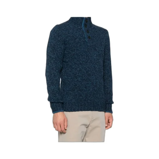 Mock-Neck Button Cardigan