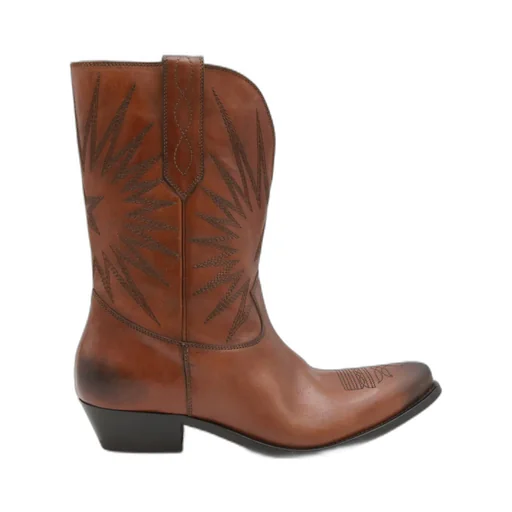 Star-Embroidered Leather Boots