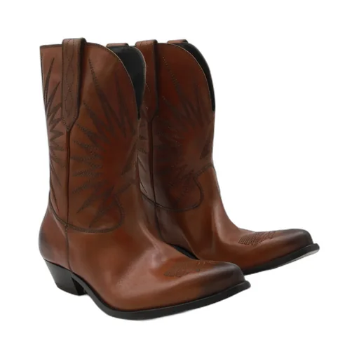 Star-Embroidered Leather Boots