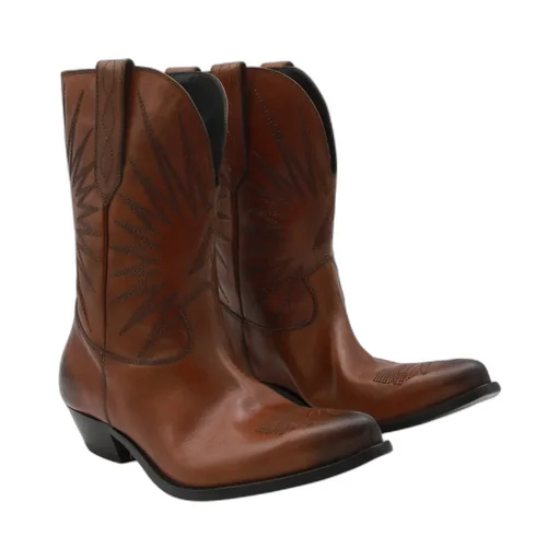 Star-Embroidered Leather Boots
