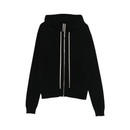 Rick Owens Zipped Drawstring Knitted Hoodie