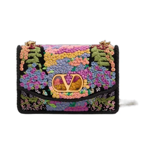 Valentino Garavani Vain Embroidered Shoulder Bag