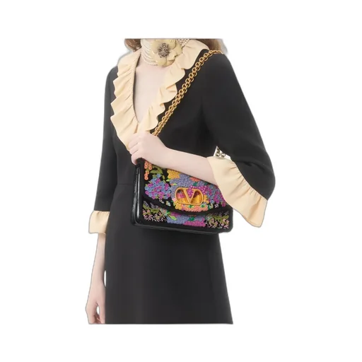 Valentino Garavani Vain Embroidered Shoulder Bag