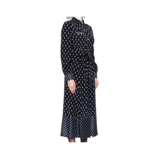 Paisley-Print Polka-Dot Midi Dress