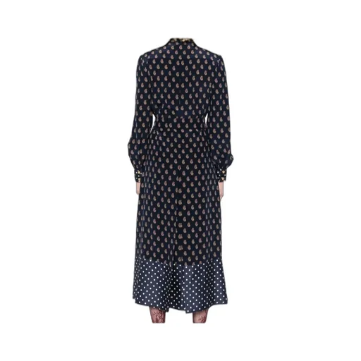 Paisley-Print Polka-Dot Midi Dress
