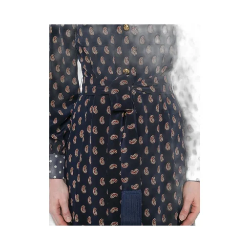 Paisley-Print Polka-Dot Midi Dress