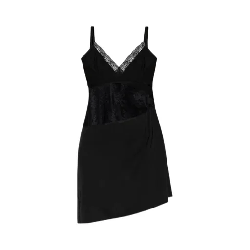 Lace-Insert Slip Mini Dress