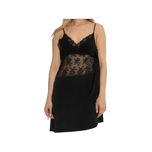 Lace-Insert Slip Mini Dress