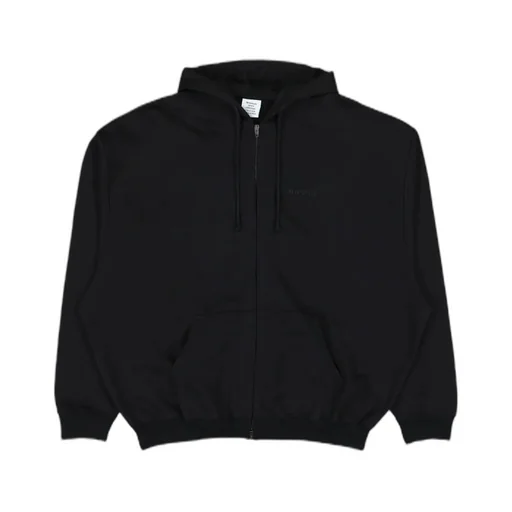 Vetements Logo Embroidered Zip-Up Drawstring Hoodie