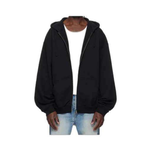 Vetements Logo Embroidered Zip-Up Drawstring Hoodie